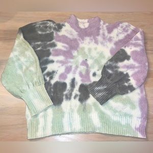 Madewell Tie Dye Puff Sleeve Sweater - Large